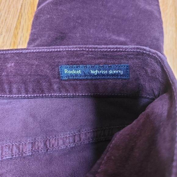 Citizens of Humanity Sz 26 Rocket High Rise Skinny Velour Pants in Black Currant - Picture 5 of 9